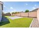 The backyard features artificial grass, pavers, and block wall, perfect for outdoor entertaining at 4140 E Claxton Ave, Gilbert, AZ 85297