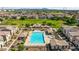 Aerial view showcasing community pool, green spaces, and well-maintained homes, highlighting the neighborhood's amenities and charm at 4743 E Laurel Ave, Gilbert, AZ 85234