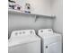 Well-equipped laundry room with modern white appliances, overhead shelf, and clean, functional design at 631 W Winchester Dr, Chandler, AZ 85286