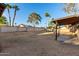 Spacious backyard showcasing privacy wall, covered patio, mature landscaping, and gravel groundcover at 6424 E Aire Libre Ln, Scottsdale, AZ 85254