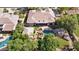 A captivating aerial shot of this property's backyard, featuring a private pool and lush landscaping at 6428 W Eugie Ave, Glendale, AZ 85304