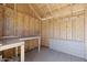 Spacious shed interior with exposed wood framework and built-in worktables, ideal for storage or a workshop area at 6723 E 1St Ave, Scottsdale, AZ 85251