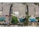 Aerial view of a home with a beautiful backyard oasis including a pool, patio, and green spaces at 7527 E Nestling Way, Scottsdale, AZ 85255