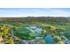 Scenic aerial view of the golf course with lush greenery, water features, and mountain views at 7527 E Nestling Way, Scottsdale, AZ 85255