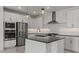 Modern kitchen with stainless steel appliances, gray countertops, a kitchen island, and white cabinets at 8000 W Griswold Rd, Peoria, AZ 85345