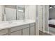 Clean bathroom featuring a double sink vanity, modern fixtures, and a walk-in shower at 1281 W Highland Rd, San Tan Valley, AZ 85143
