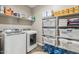 Organized laundry room with shelving, storage baskets, and modern washer and dryer at 1281 W Highland Rd, San Tan Valley, AZ 85143