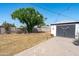 Large backyard featuring detached garage, brick trim, and a mature tree, ideal for outdoor activities and storage at 2041 N 16Th Ave, Phoenix, AZ 85007