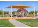 Community park featuring covered picnic tables, swings, and ample green space, perfect for outdoor activities and relaxation at 2519 E Fortana Dr, San Tan Valley, AZ 85143