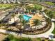 Aerial view of community amenities including pool, sunshades, picnic spots, and playground at 2644 E Grenache Rd, San Tan Valley, AZ 85143