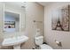 Functional half-bathroom with neutral walls, a modern sink, and stylish decor at 310 S 4Th St # 1601, Phoenix, AZ 85004