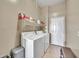 Functional laundry room includes a washer, dryer, shelving, and a door to the exterior at 3131 E Legacy Dr # 1032, Phoenix, AZ 85042