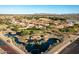 Aerial view of the community's lush landscaping and serene water features at 3523 E Alfalfa Dr, Gilbert, AZ 85298