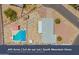 Aerial view of property lines, pool, RV Parking, and Mountain Views at 405 E Thunderbird Trl, Phoenix, AZ 85042