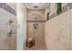 Tiled shower featuring dual showerheads and a built in shelf for toiletries at 5218 N Tiller Dr, Litchfield Park, AZ 85340