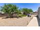 The property features gravel landscaping and mature trees, creating a private backyard oasis at 5436 E Aspen E Ave, Mesa, AZ 85206
