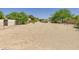 Spacious backyard with desert landscaping, chain-link fence, mature trees, and privacy, ready for your custom outdoor design at 5905 E Donna Ln, Paradise Valley, AZ 85253