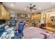 Spacious home office with custom wooden cabinets and shelving, complemented by a unique patterned rug at 7846 E Wilderness Trl, Gold Canyon, AZ 85118