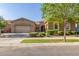 Charming single-story home featuring lush landscaping and a well-manicured lawn at 9764 E Thornbush Ave, Mesa, AZ 85212
