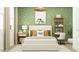 Fun, dinosaur-themed bedroom with green wallpaper, a desk, and playful decor at 11952 W Calle De Pompas --, Peoria, AZ 85383