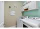 Efficient laundry room with modern washer and dryer units and ample storage space at 12118 W Dove Wing Way, Peoria, AZ 85383