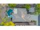 An aerial shot showcasing a well-maintained roof and backyard pool oasis at 22847 N 53Rd E St, Phoenix, AZ 85054