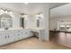 Bathroom featuring double sinks, vanity area, and ample countertop space at 25230 S Berry Brook Dr, Sun Lakes, AZ 85248