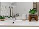 Close up of the dual sink vanity, featuring modern fixtures and stylish decor at 4932 E Kathleen Rd, Scottsdale, AZ 85254