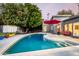 Backyard area showcases a beautiful pool, lounge chairs, and stylish exterior during twilight at 6746 E Monterosa St, Scottsdale, AZ 85251