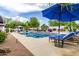 Relaxing pool area featuring an in-ground pool, lounge chairs, and shade umbrellas at 10662 E Carol Ave, Scottsdale, AZ 85258