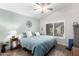 Bright bedroom with vaulted ceiling and a large window with plantation shutters at 1120 N Val Vista Dr # 113, Gilbert, AZ 85234