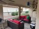 Relax on this covered patio with comfortable seating and stylish decor at 1120 N Val Vista Dr # 113, Gilbert, AZ 85234