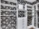 A well-organized walk-in closet with built-in shelves and drawers, set against stylish wallpaper at 4332 E Boston St, Gilbert, AZ 85295
