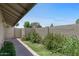 A cozy and well-maintained backyard with a small lawn and privacy wall at 4502 W Continental Dr, Glendale, AZ 85308