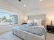 Bright bedroom featuring a king-sized bed, black bedside tables, and a large window with a neighborhood view at 4748 E Redfield Rd, Phoenix, AZ 85032