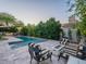 Inviting pool area with a fire pit and comfortable seating, perfect for relaxing and entertaining at 4748 E Redfield Rd, Phoenix, AZ 85032