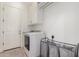Laundry room with a washer and dryer, storage shelves, and a hanging rack at 1247 E Bautista Rd, Gilbert, AZ 85297