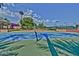Well-maintained tennis court with green and blue surface, surrounded by landscaping at 15928 W Zinnia Ct, Surprise, AZ 85374