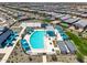 Aerial view of a community pool and seating area at 16004 W Honeysuckle Dr, Surprise, AZ 85387