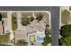Overhead view of the property highlighting the backyard pool and putting green at 1750 E Mallory St, Mesa, AZ 85203