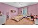 Bedroom featuring playful decor, plush carpet, and a ceiling fan at 2025 E Magdalena Dr, Tempe, AZ 85283