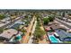 Scenic aerial view of a neighborhood with private pools, mature trees, and walking paths at 2025 E Magdalena Dr, Tempe, AZ 85283