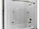 Clean white shower with gray tile walls and bronze shower head at 3038 E Longhorn Dr, Gilbert, AZ 85297