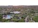Expansive aerial view of the community amenities, including a pool, park, and recreation areas at 3817 E Patrick Ln, Phoenix, AZ 85050