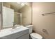 Bathroom with a sink vanity, a large mirror, and a shower at 4601 N 102Nd Ave # 1116, Phoenix, AZ 85037