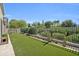 Fenced backyard featuring artificial turf and a mix of desert and manicured foliage at 8180 E Shea Blvd # 1019, Scottsdale, AZ 85260