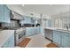 Modern kitchen with stainless steel appliances, light blue cabinets, and a spacious open layout at 8180 E Shea Blvd # 1019, Scottsdale, AZ 85260