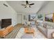 Bright living room featuring neutral decor, a ceiling fan, and large windows with a view at 1739 E Carter Rd, Phoenix, AZ 85042