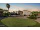 Inviting backyard featuring a putting green, desert landscaping, and a trampoline, perfect for outdoor fun at 19576 N Portarosa Ct, Maricopa, AZ 85138
