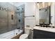 Bathroom featuring gray tiling, shower and vanity at 2225 N 38Th Way, Phoenix, AZ 85008